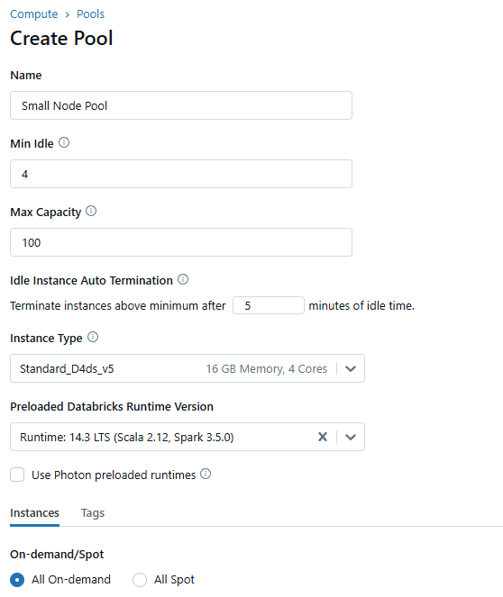 Databricks Pool Config